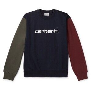Carhartt WIP Logo Embroidered Colour Block Fleece Back Jersey sweatshirt blue